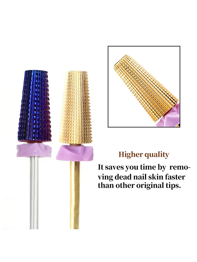 New Purple Plated 5 in 1 Carbide Nail Drill Bits With Cut Tapered Bit Milling Cutter For Manicure Pedicure Accessories Nail Tool