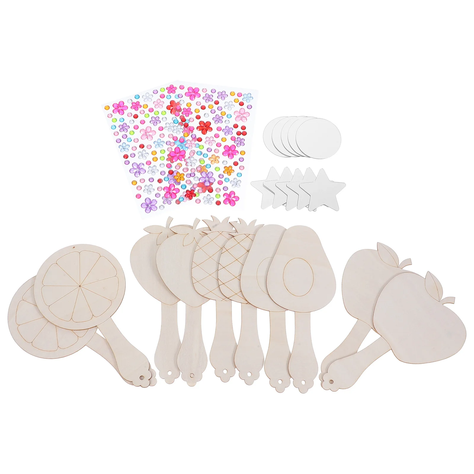 

10Sets DIY Wooden Handheld Mirror Kids Painting Craft Kits Mini Blank Mirrors Party Favor Supplies Small Wooden Handheld Mirror