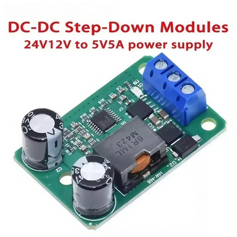 5pcs voltajes módulo convertidor 24V 12V 5V 5A Regulador voltajes con protecciones sobrecargadas