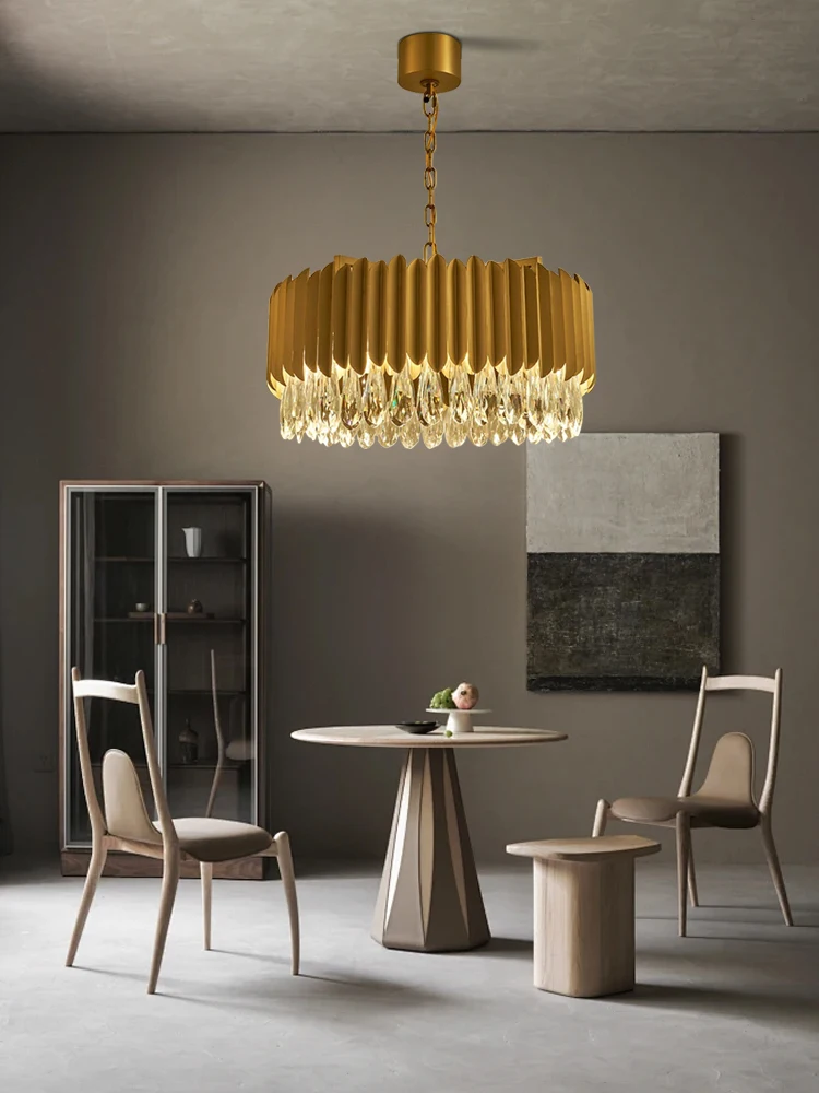 Black/gold Nordic Crystal Water Droplet Pendant Lights Round E14 Base Dimmable Hanging Lamp