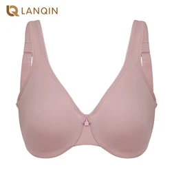 Sutiã minimizador completo sem costura para mulheres, lingerie de cinta larga, grandes bustos, bordado Underwire, liso, macio, plus size