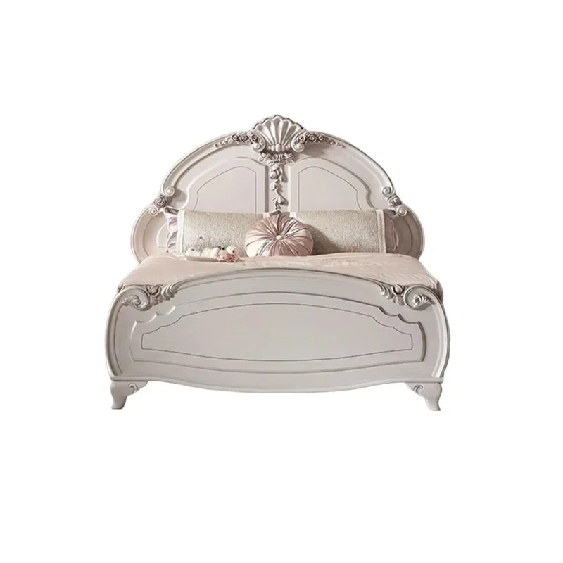 Palace French solid wood bed villa bedroom white carved princess European retro double light luxury high-end bed