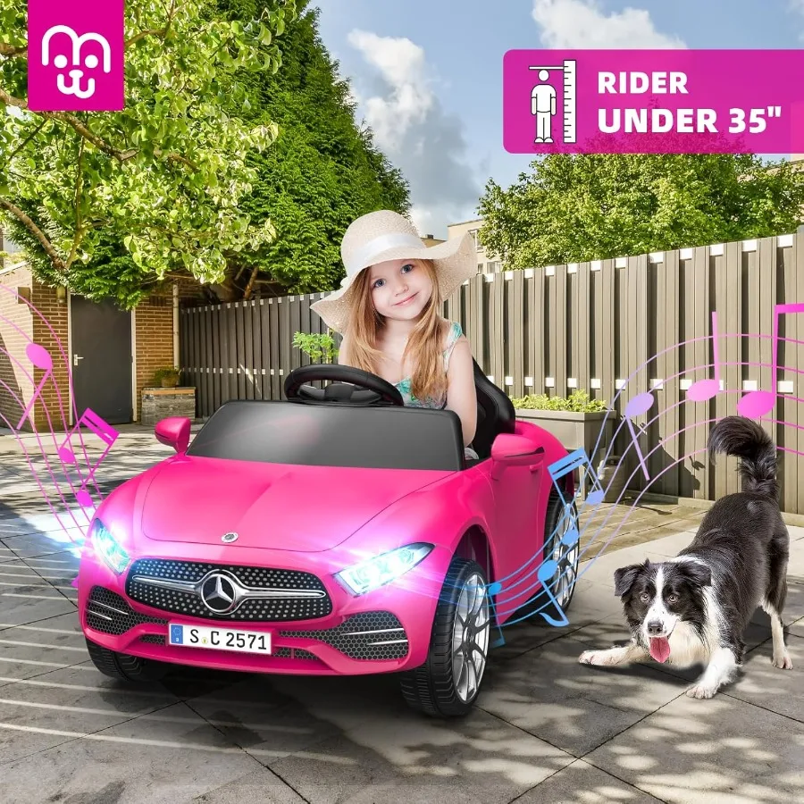 รถยนต์ไฟฟ้า 12V พร้อมรีโมทคอนโทรล ขับเคลื่อนด้วยแบตเตอรี่ พร้อมเครื่องเล่นเพลงบลูทูธและ USB ความเร็วสูงสุด 3.1 ไมล์ต่อชั่วโมง