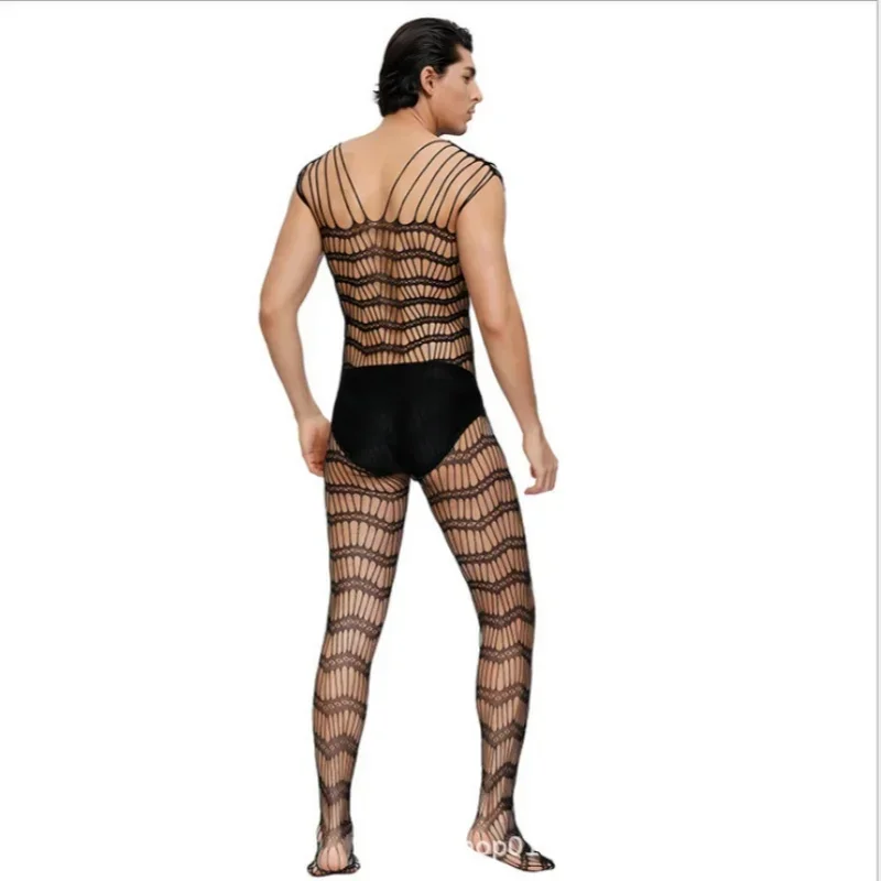 Man Bodysuit Sexy Club Wear Underwear Hot Sexy Costumes Sex Open Crotch Fishnet Body Stocking Bodystocking