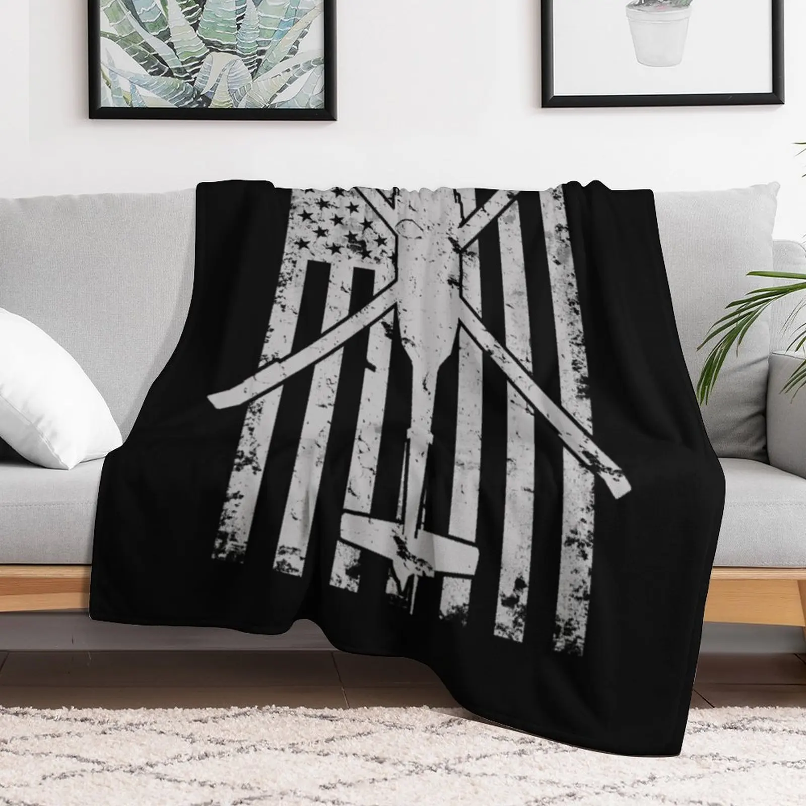 UH-60 Black Hawk Helicopter Vintage Flag Throw Blanket couch cozy soft plush fuzzy picnic outdoor blanket 5