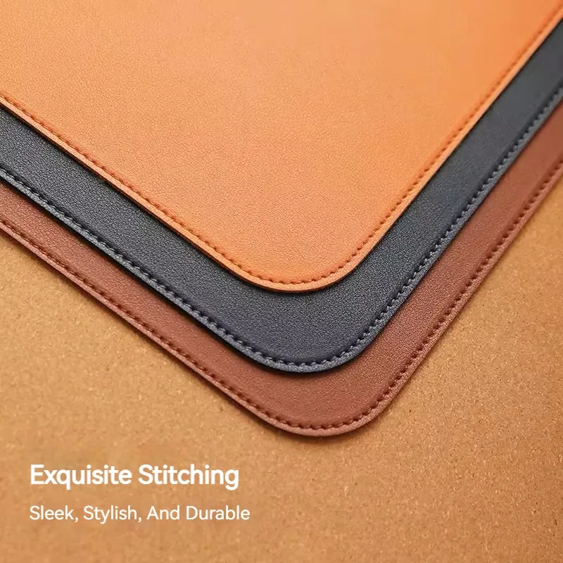 Large PU Leather Cork Desk Pad, Non-Slip Office Mouse Pad & Desk Protector, Waterproof Laptop Desk Mat