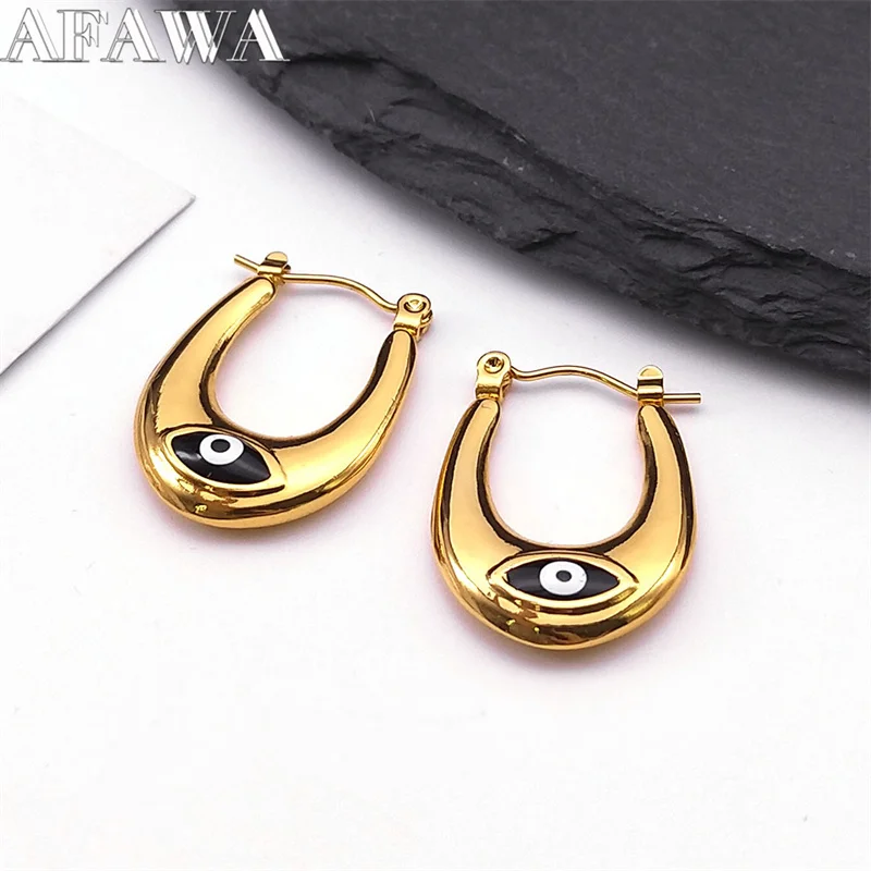 Vintage Turkey Eye Hoop Earrings for Women Stainless Steel Gold Color Greek Eye Earring Trendy Friendship Gift Jewelry ojo turco