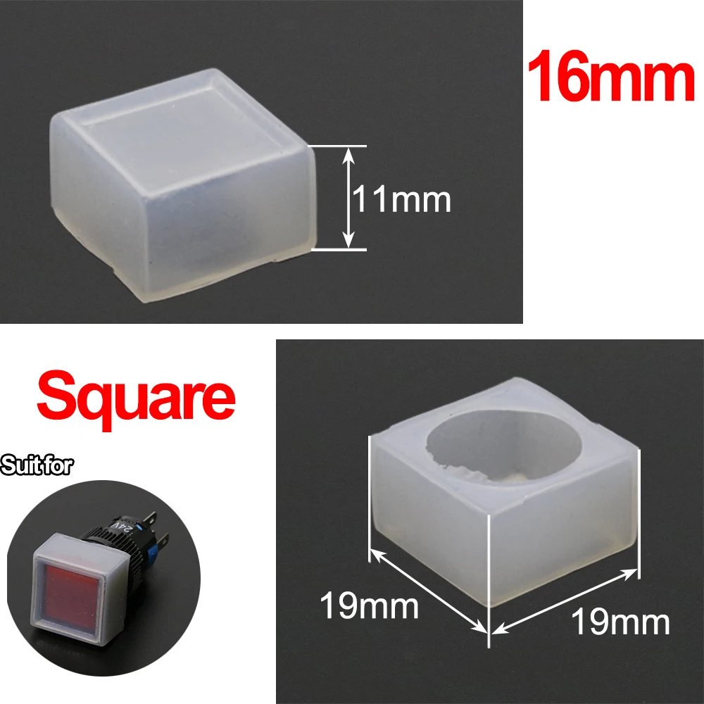 10pcs 16/22mm Button Switch Waterproof Cap pushbutton Protection silicon protective guard cover cap