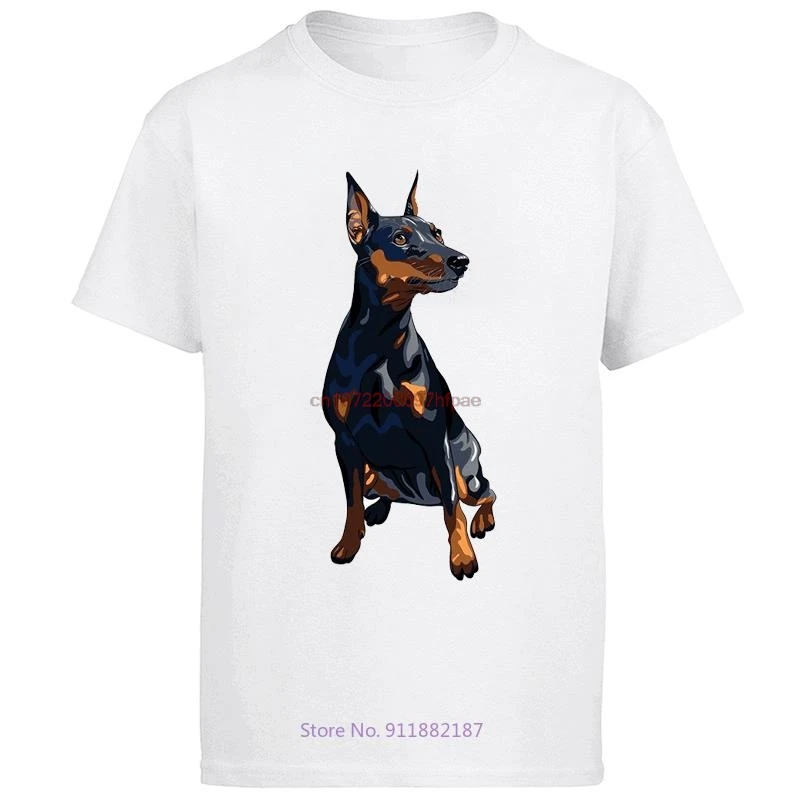 Miniature Pinscher Breed Dog Fashion Graphic T Shirts Cotton Short Sleeve Shirt Oversize T-Shirts Summer Mens Print T Shirt