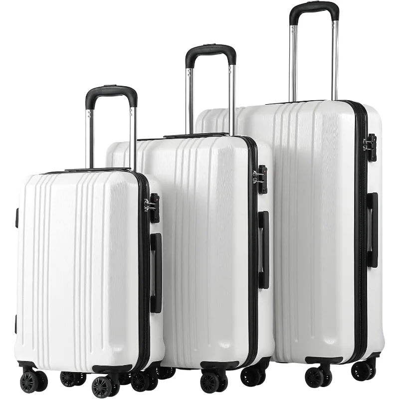 

Coolife Luggage Expandable Suitcase PC+ABS 3 Piece Set with TSA Lock Spinner 20in24in28in