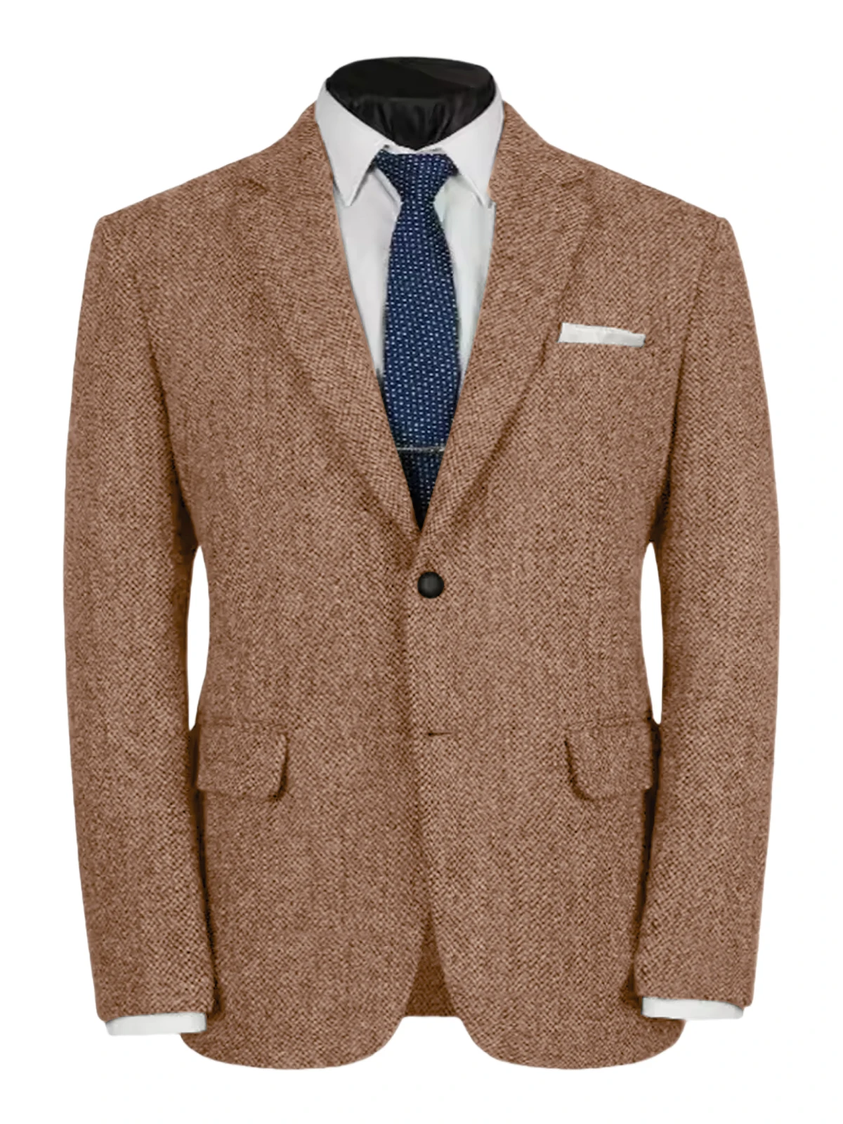 بدلة رجالية سترة رمادية للحفلات الراقصة البدلات الرسمية متعرجة من الصوف التويد سترة رسمية واحدة الصدر لحفلات الزفاف (معطف فقط)