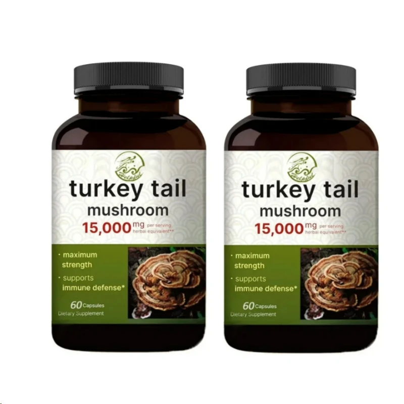 Turkey Tail Mushroom| 25:1 Fruit Body and Mycelial Extract - Immune and Brain Health Mushroom Supplement 60 Capsules