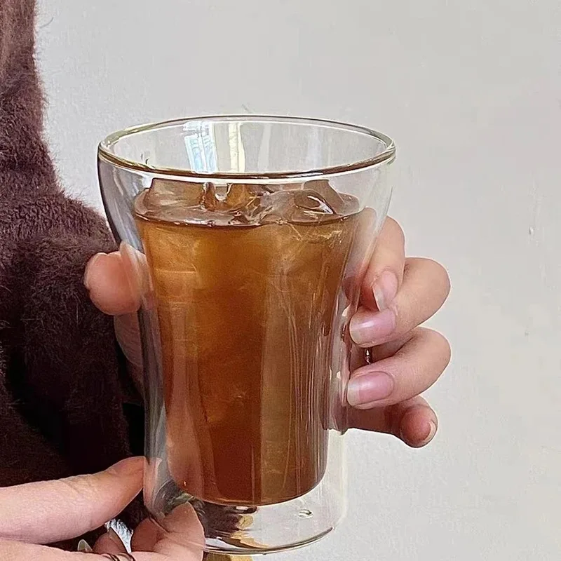 100/200/250ML Simple Double-layer Glass Cup Heat Cold Resistant Anti-scalding Coffee Cup Milk Brandy Wine Mug Cafe Accessories