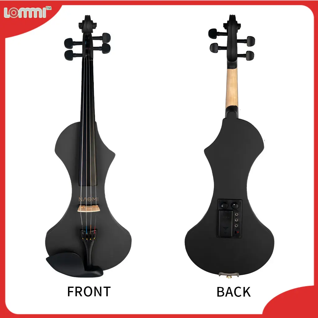 

LOMMI 4/4 Size Black Electric Violin Kit Brazilwood Bow Cable Portable Canvas Violin Case Silent Student Violin Fiddles KIT