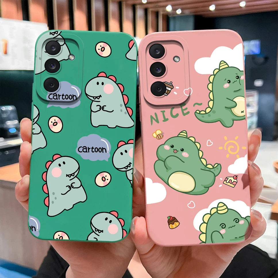 

Для Samsung Galaxy M36 5G чехол с милым динозавром, мягкий гладкий жидкий силиконовый защитный чехол для Samsung M 36, противоударный корпус