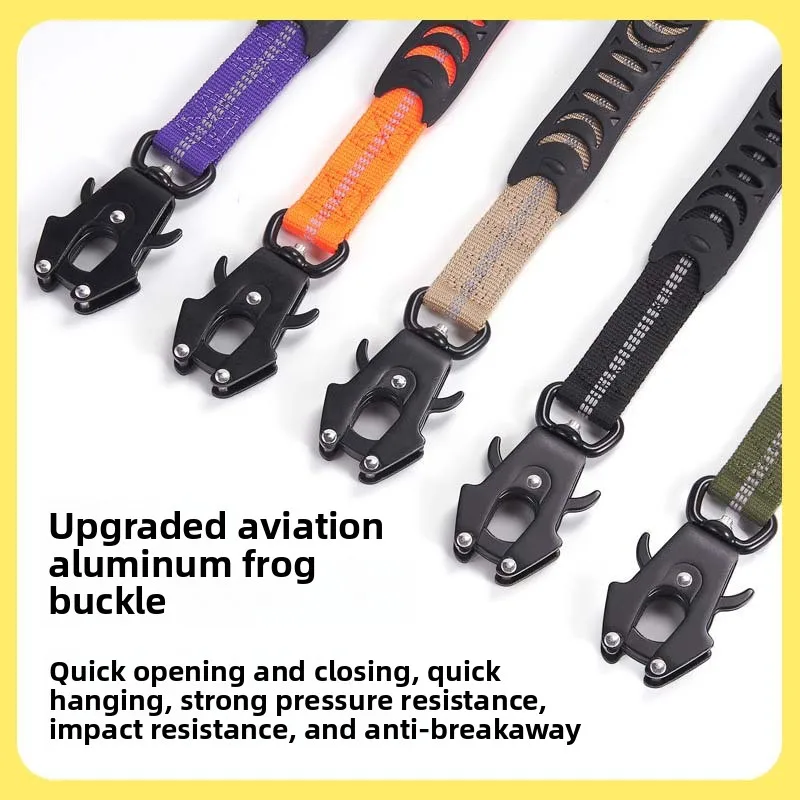 

Multifunctional dog leash reflective anti-shock medium and large dog pet frog buckle