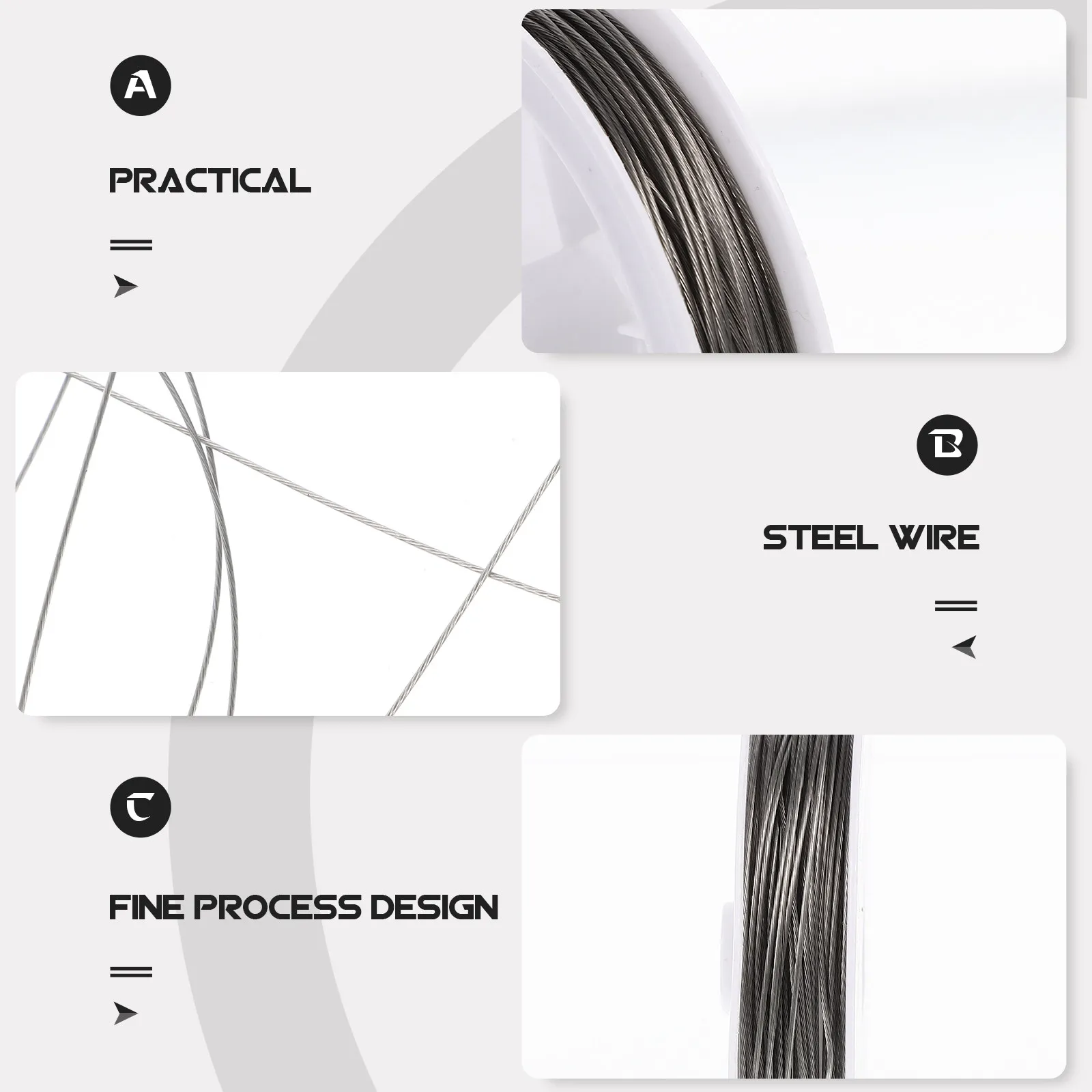 3 Rolls Steel Wire for Jewelry Crafting Beading DIY Projects Multi-Function Cuttable Wear-Resistant Craft