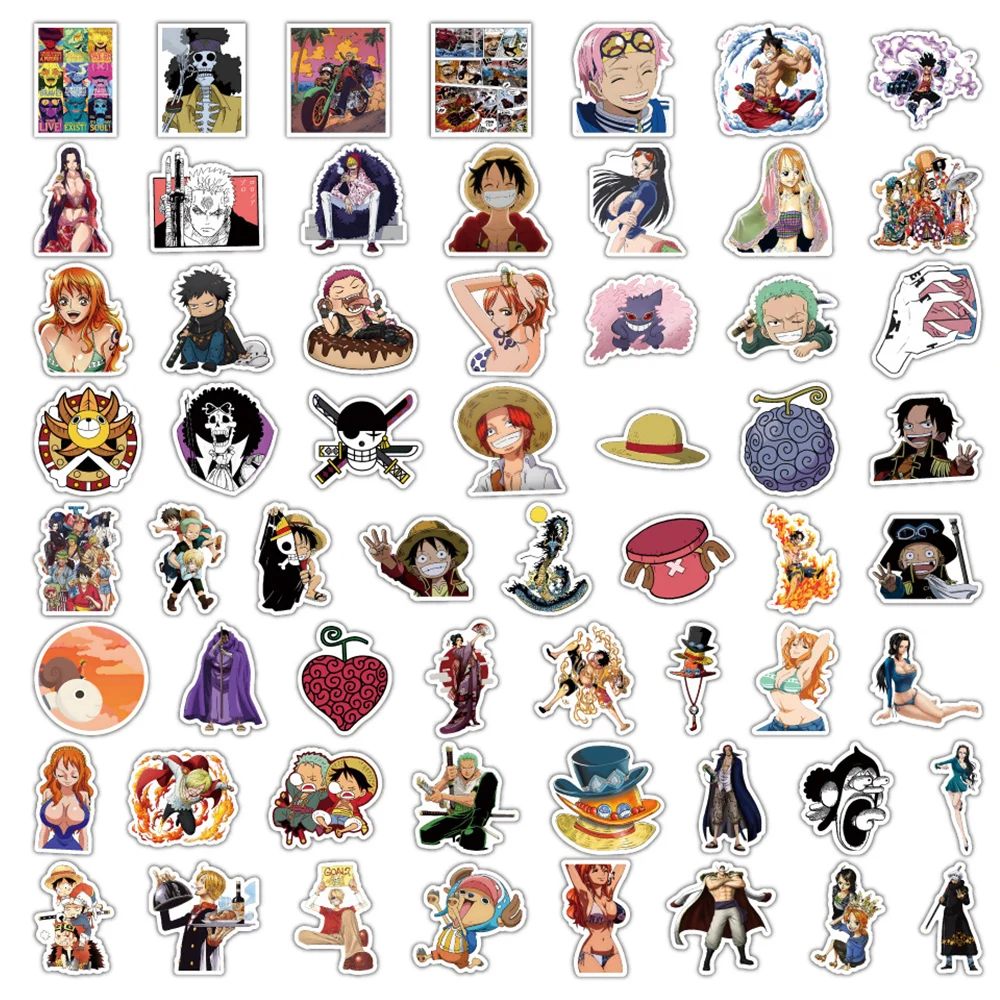 10/30/60 pçs uma peça anime graffiti adesivos decalques diy skate guitarra bagagem telefone à prova dwaterproof água legal mangá adesivo brinquedo decoração