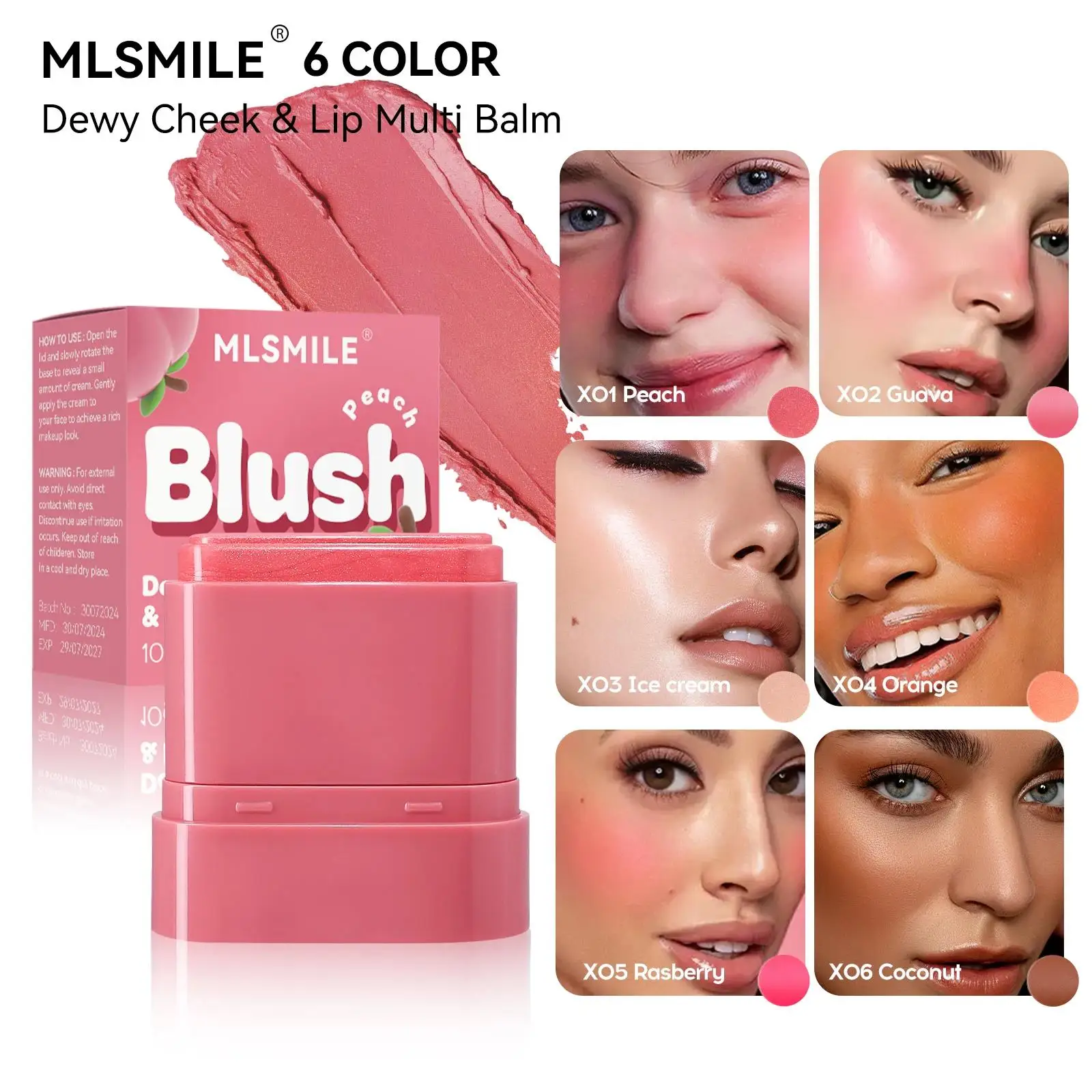 Waterproof Cream Blush Stick 2in1 Lip Cheek Tint Long Lasting Fruity Flavor Highlighter Contouring Makeup Blendable