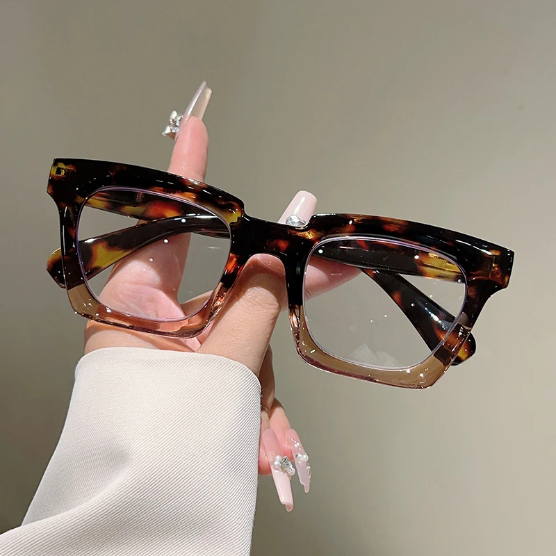 KAMMPT Vintage Eckige Brille für Damen 2026 Modische Übergroße Blaulichtfilter-Brille Trendige Markendesign Optische Fassungen