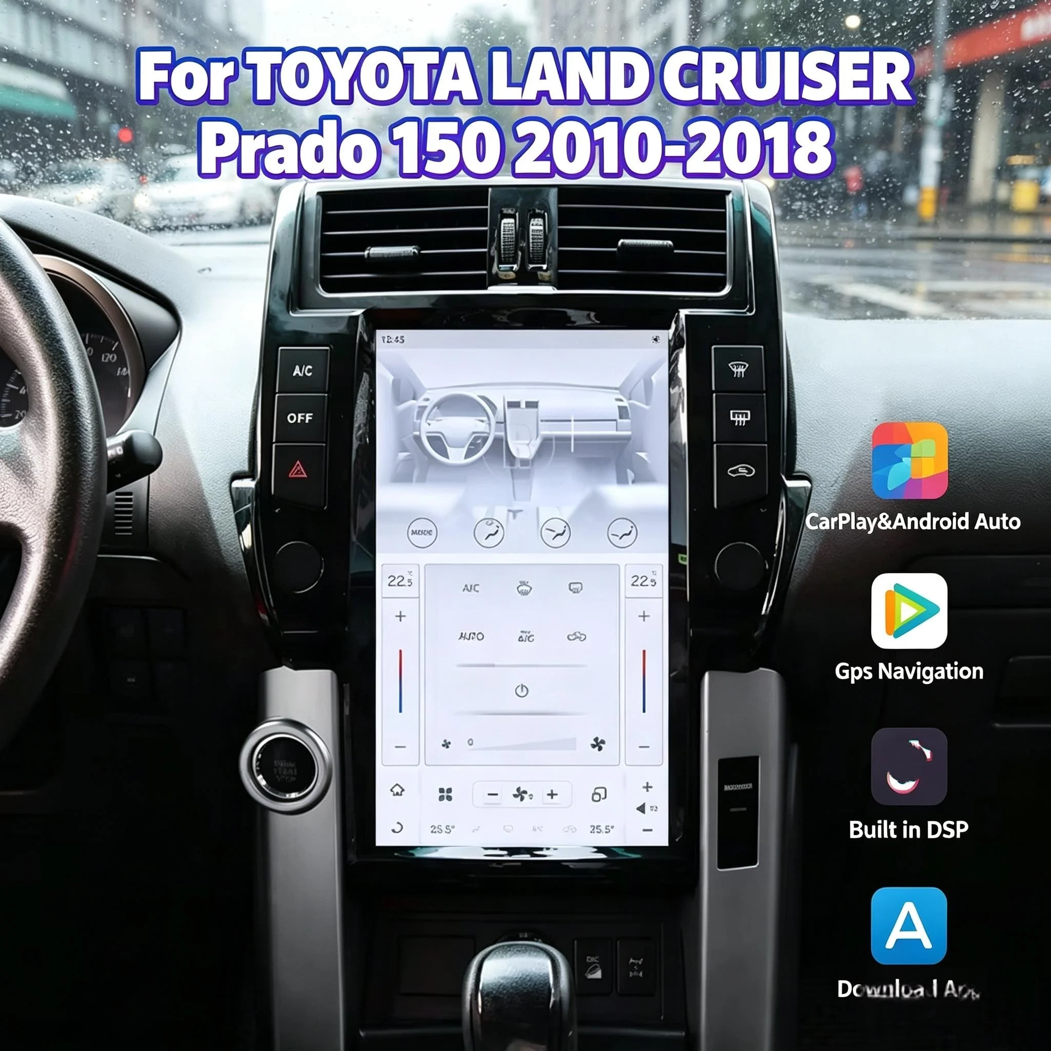 13.6 inch Qualcomm Android 13 For TOYOTA Land Cruiser Prado 150 2010-2018 Car Radio Car Multimedia Player GPS Auto Vehicle Scre