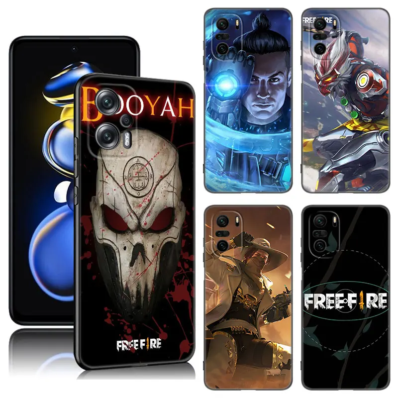 Free Fire Game Black Silicone Phone Case For Xiaomi POCO X3 X4 NFC F5 M3 M4 M6 X5 X6 Pro F3 F4 GT 5G C55 C65 M5