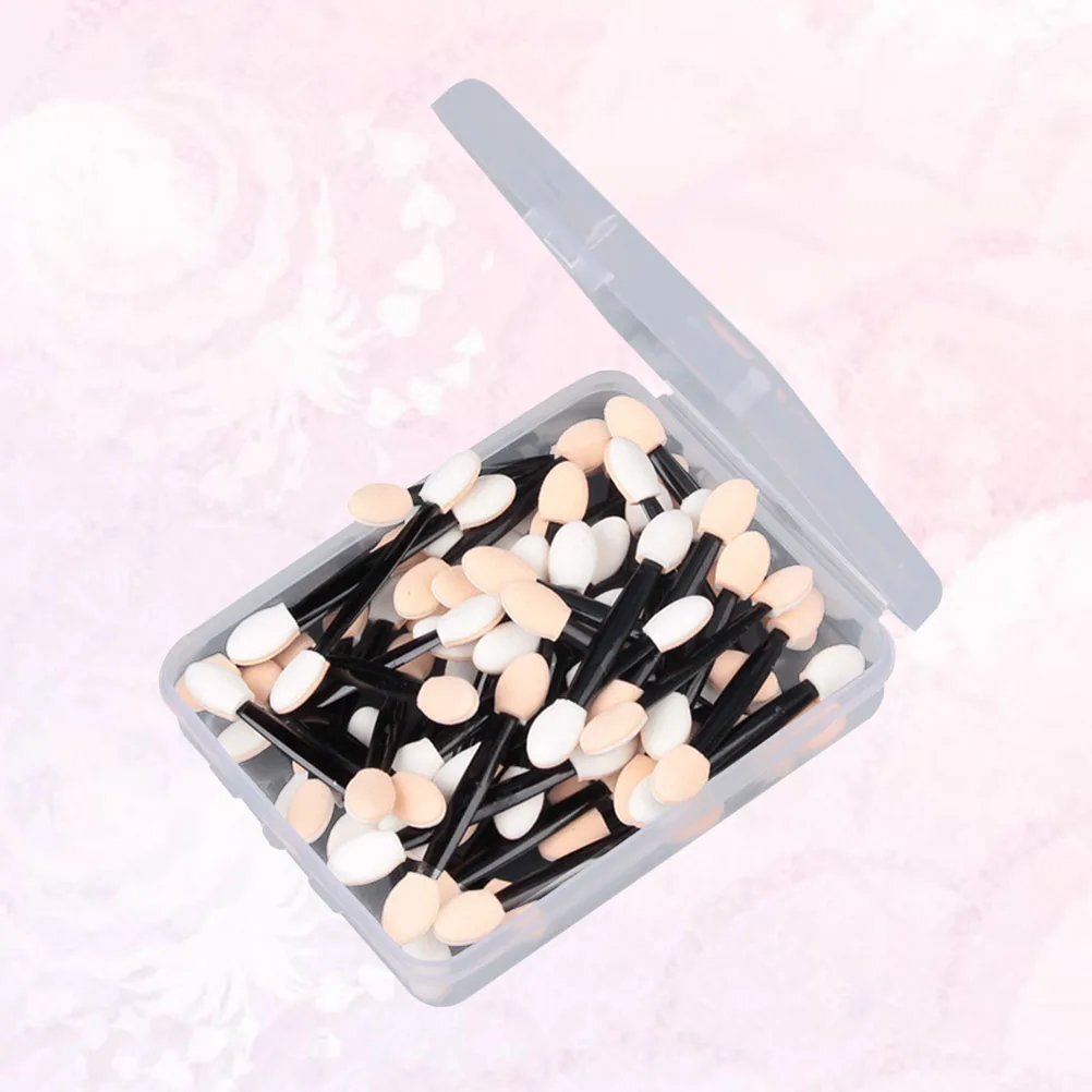 

50 pcs Eye Shadow Brush Disposable Makeup Tools Eyeshadow Brushes Sponge Dual Sided Latex Handle Professional Beginner