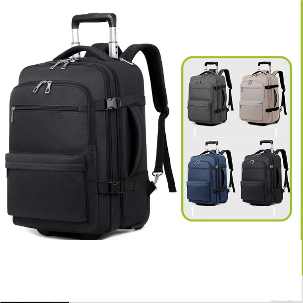 

Men Travel Trolley bag rolling 18 inch wheeled bag suitcaseTravel Trolley Bags carry on 20 Inch luggage School wheeled Backpack