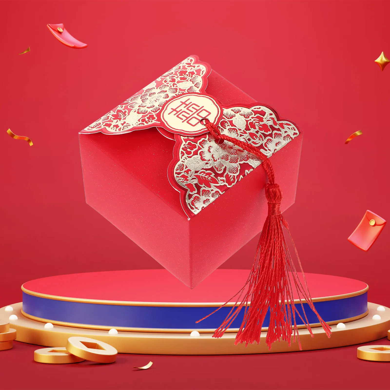 

20 pcs Xi Candy Bags Chinese Style Wedding Party Favor Boxes Red Tassel Gift Containers For Bridal Shower Birthday Chocolate