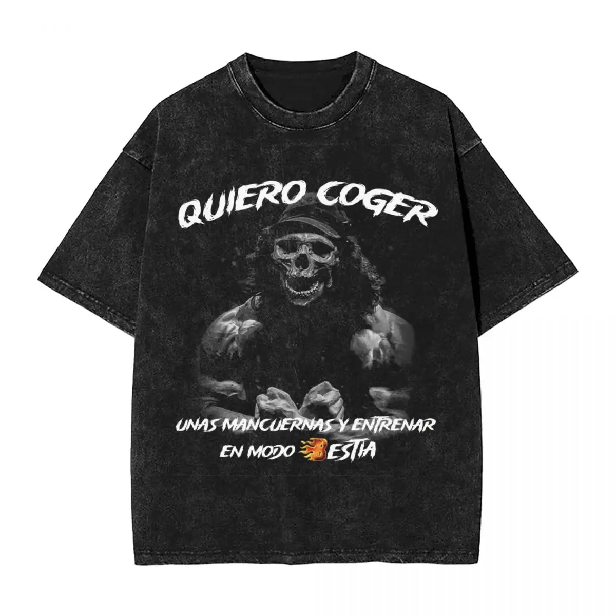 Camiseta para hombre, camisetas laadas con calavera para gimnasio, camisetas Hippie Quiero Coger Unas Mancuernas, camisetas de verano, ropa de algodón con estampado Vintage de talla grande