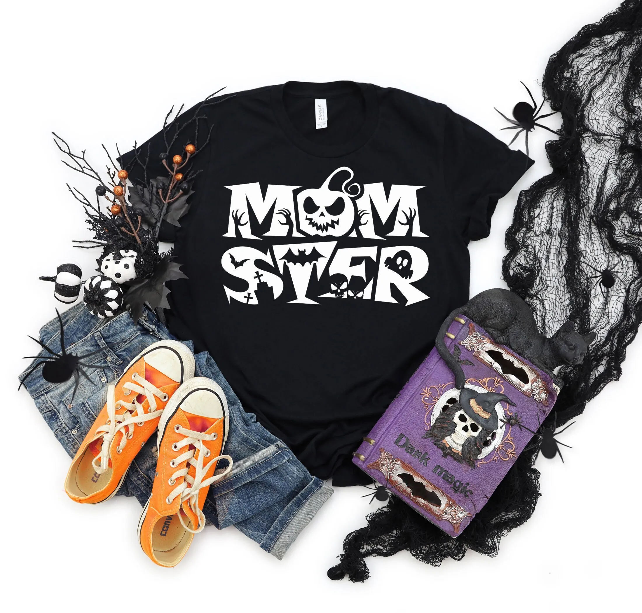 Momster A Cute And Funny Halloween T Shirt For Moms Sweat Mommy Spooky Season Wife