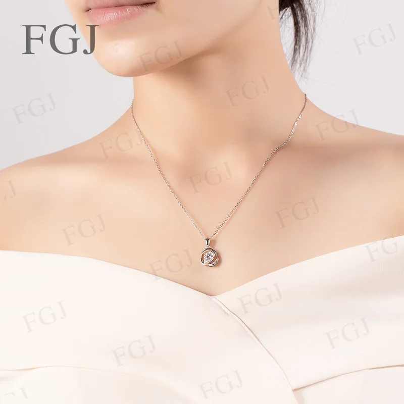 1CT Round Cut Moissanite Pendant Necklace 925 Sterling Silver Assorted Styles Ready Stock Daily Wear Fine Jewelry for Women