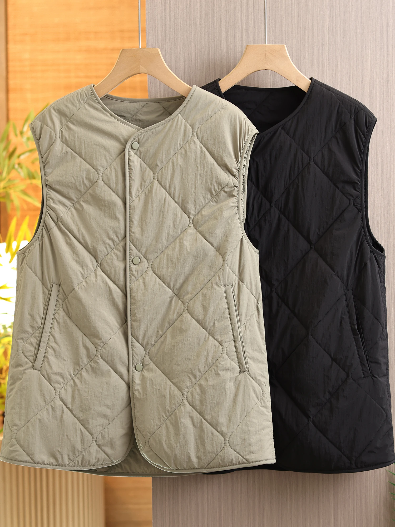 

Новинка 2025, женский легкий хлопковый жилет, круглый, тонкий, стеганый, без воротника, модный, осенне-зимний, модный