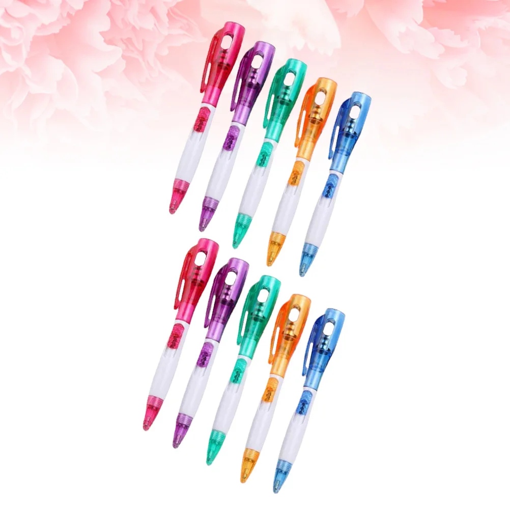 

10pcs Multi-Function Ballpoint Pens With Light Creative Stationery For School Office Smooth Writing Assorted Patterns