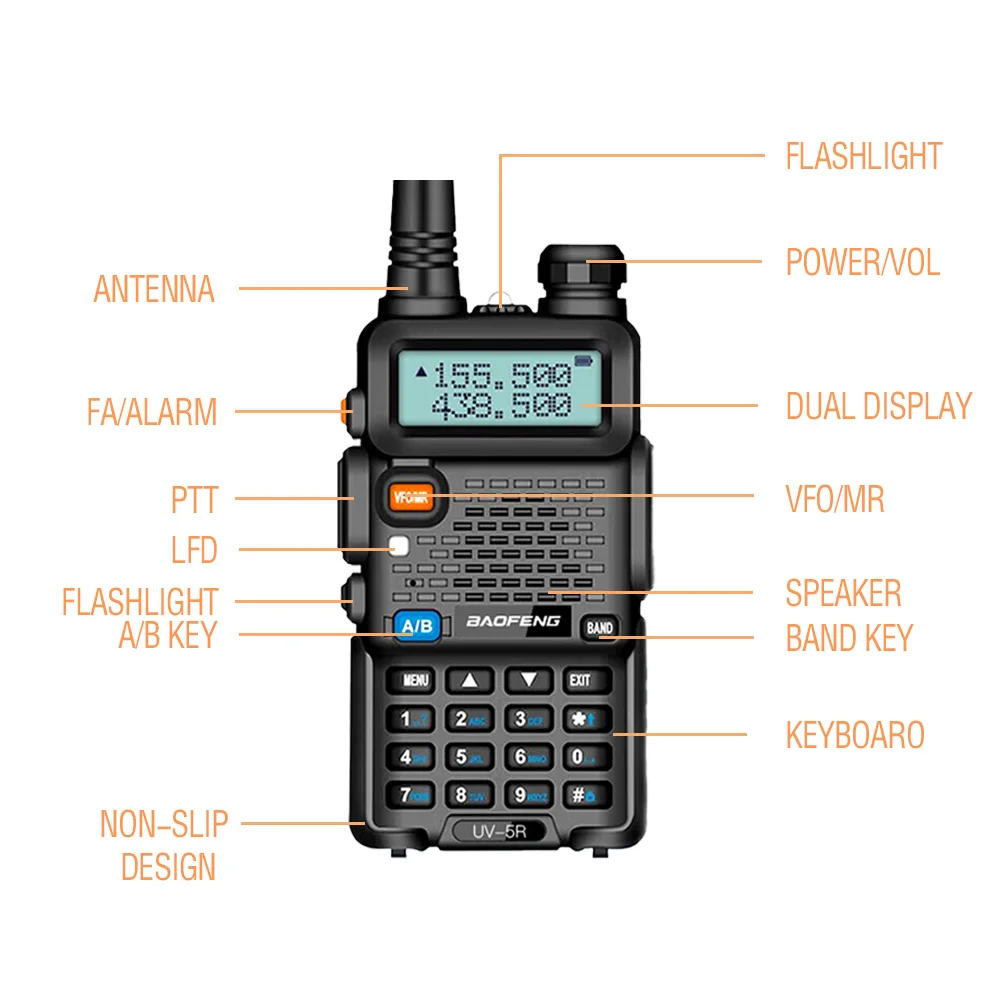 Baofeng 8W UV-5R  Dual Band Ham Amateur Met Vhf Uhf Fm CB 128CH 1800/3800mAh portable Handheld long range Hunting Two  Way Radio