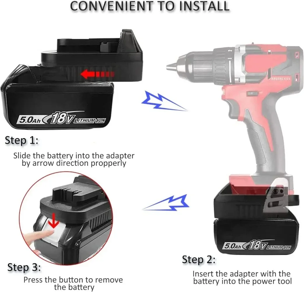 Adaptador MT20ML para Makita, bateria Li-ion 18V, BL1830, BL1860, BL1815, converter para bateria de lítio Milwaukee 18V