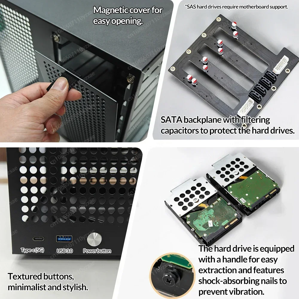 8-Bay  Tower Case with Backplane – Supports ATX PSU, MATX Board, Full-Height PCIe
