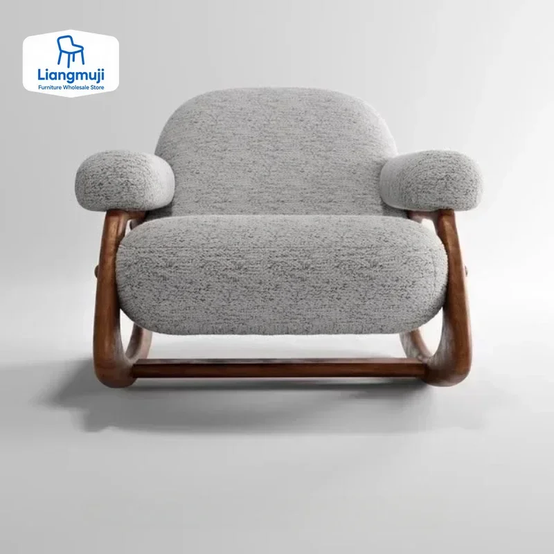 

Comfortable Rocking Living Room Chair Balcony Comfy Grey Chair Italian Fabric Sillones Para Sala De Estar Living Room Furniture