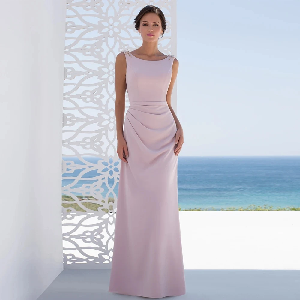 

2025 Elegant Mother of the Bride Dress Scoop Beading Floor Length Open Back Mermaid Wedding Guest Party Gowns