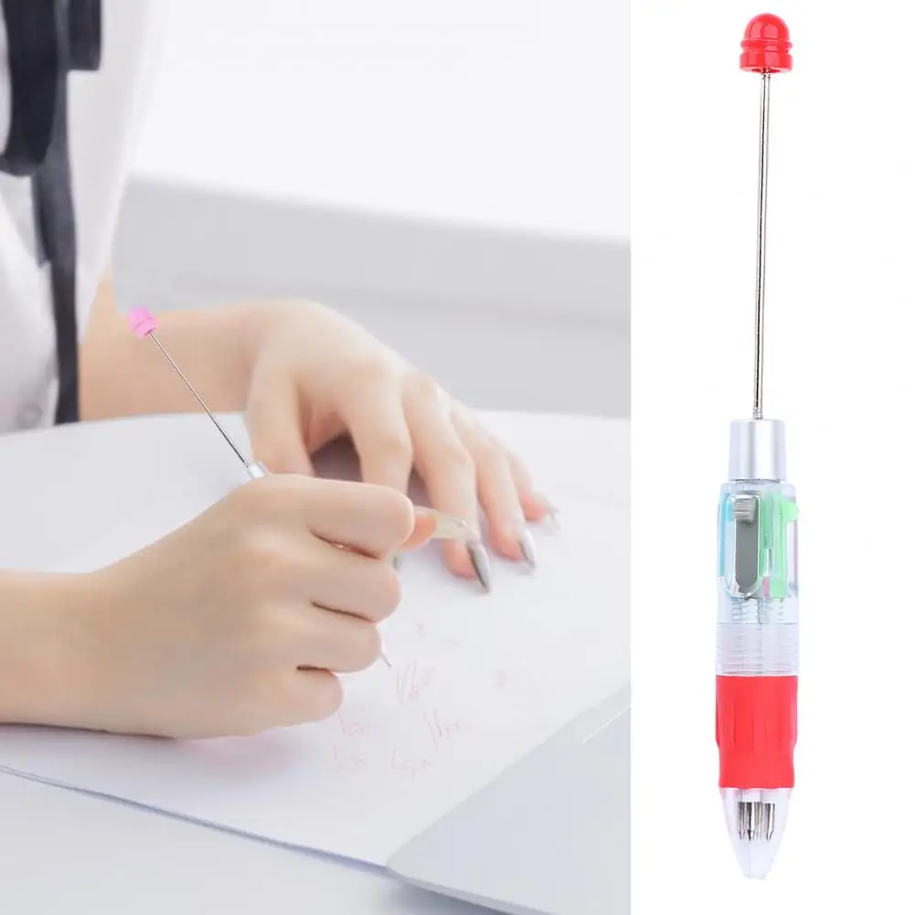 Caneta Esferográfica Retrátil Frisada, 4 Cores, Caneta Gel Frisada, Papelaria Presente, DIY Beadable Canetas, Material Escolar