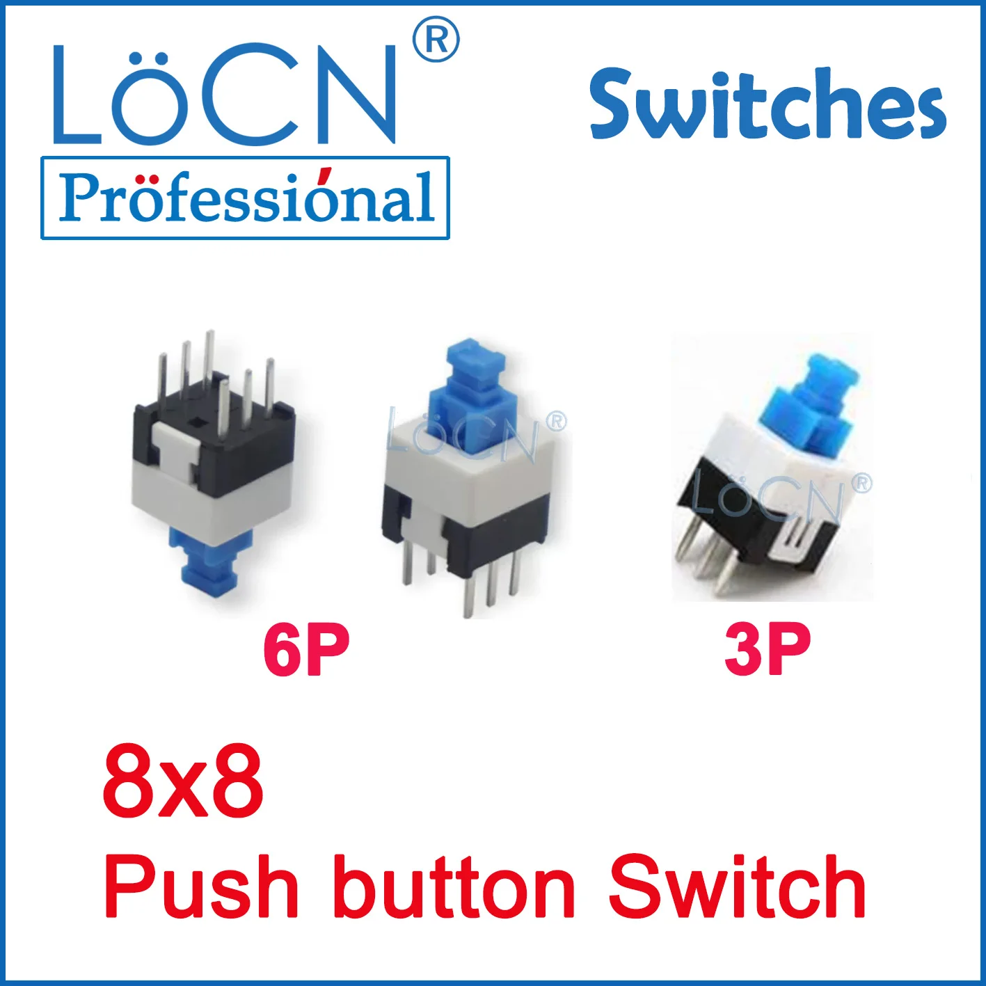 

LoCN 1000pcs DIP Tact Switch 8X8 3P 6P 8*8 Key Push Button Switch Self Lock No Lock Self-locking