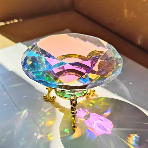 30-80 मिमी AB रंगीन K9 क्रिस्टल डायमंड पेपरवेट सजावटी रेनबो मेकर प्रिज्म ग्लास डायमंड वेडिंग रूम डेस्कटॉप सजावट 10 best sales जादू की किताब - №3