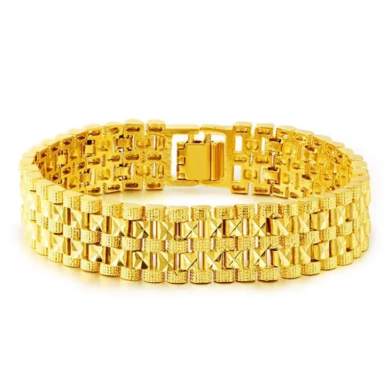 Gold 24k bracelet for men 9999 domineering dragon brand AU750 versatile watch chain to give friends jewelry and make money