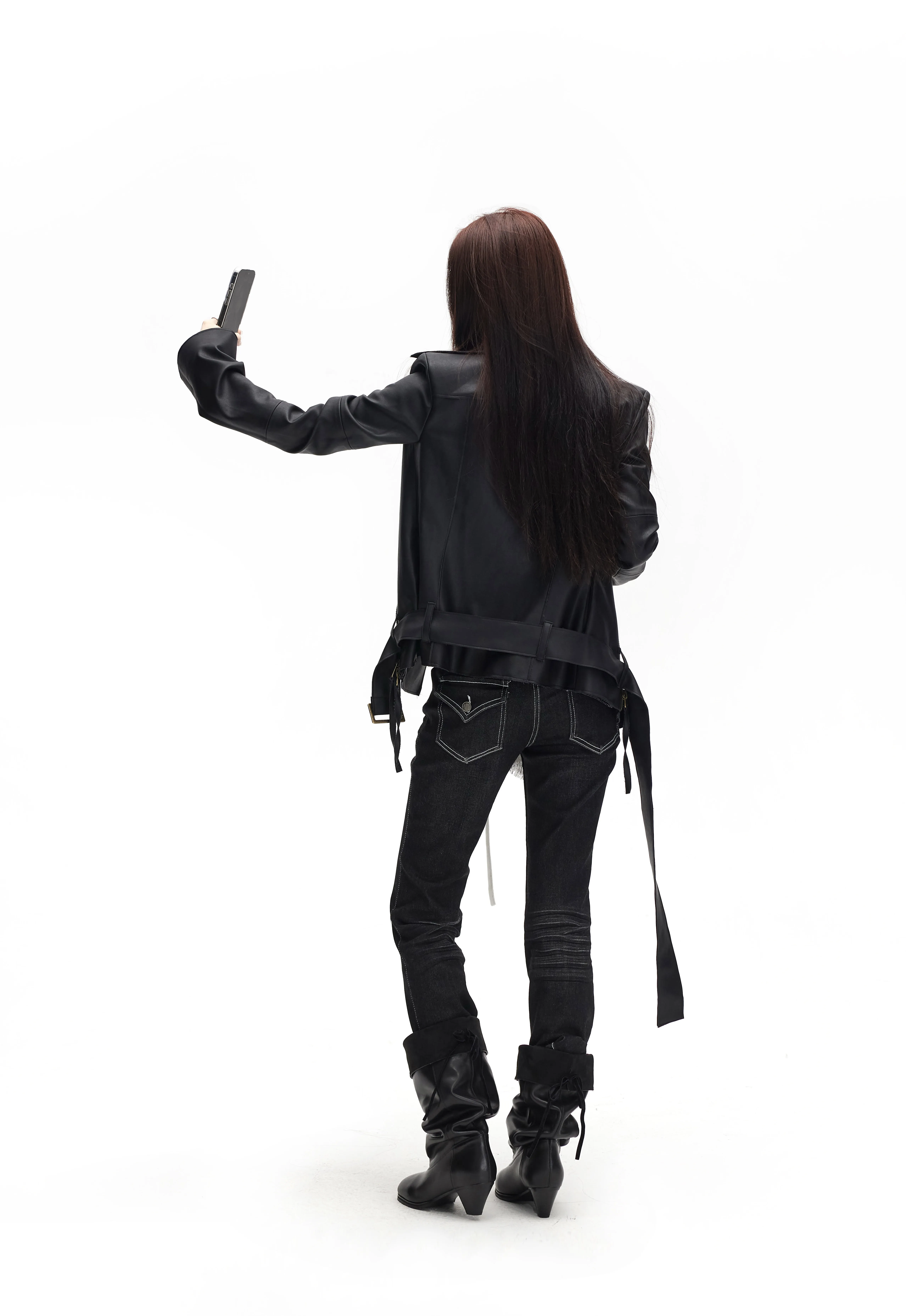 Lautaro Spring Autumn Cool Handsome Soft Black Pu Leather Jacket Women Long Sleeve Double Zippers Luxury Clothes Runway Fashion
