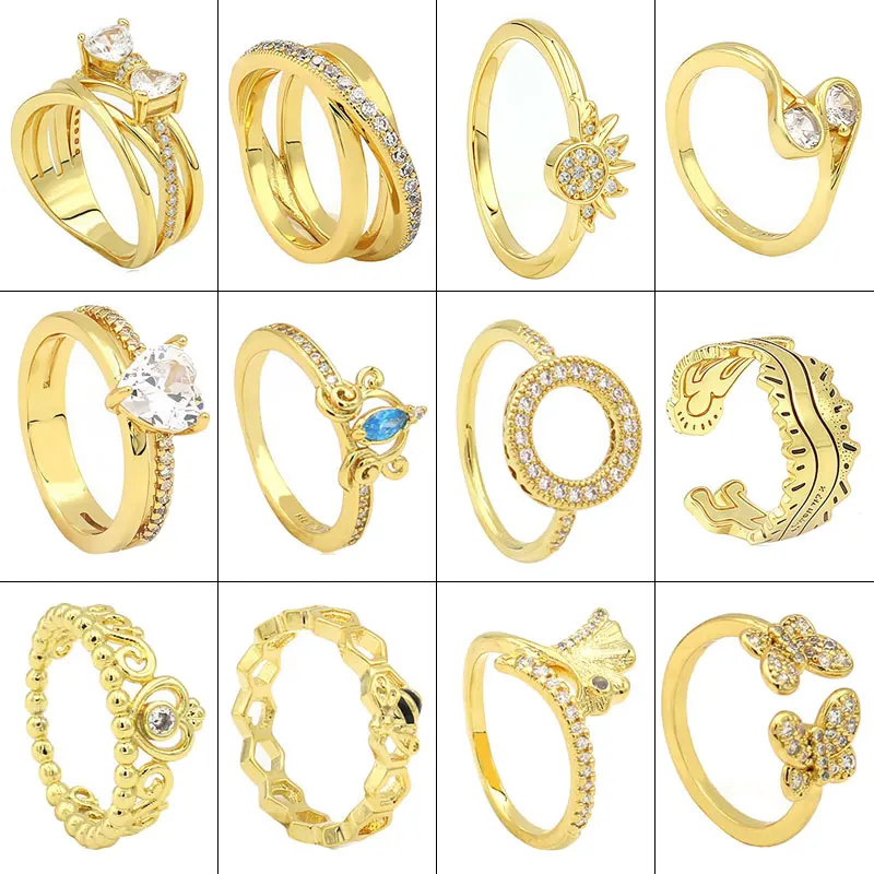 2024 New 14K Gold Plated 925 Silver Bow & Crossover Band Ring Sparkling Sun Ring For Women Gift  Anniversary Fine Jewelry