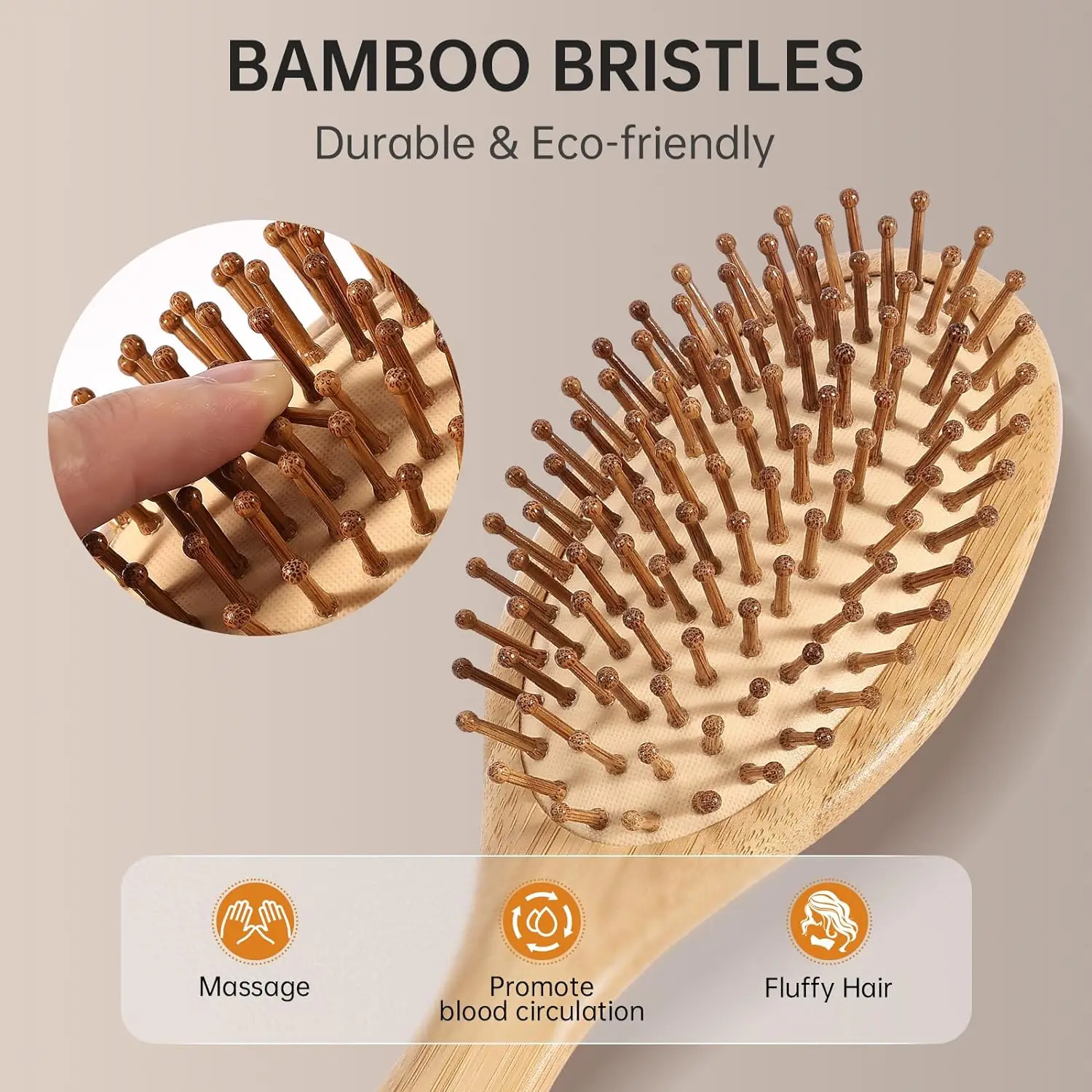 Natural Bamboo Paddle Hair Brush Comb Improve Hair Growth Air Cushion Combs For Scalp Massage Anti-Static No Hair Tangle Comb