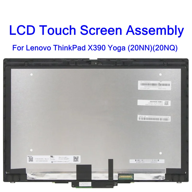 

13.3" Touch Screen Digitizer Assembly For Lenovo ThinkPad X390 Yoga 20NN 20NQ LED Display Replacement 02HM857 02HM859 02HM861