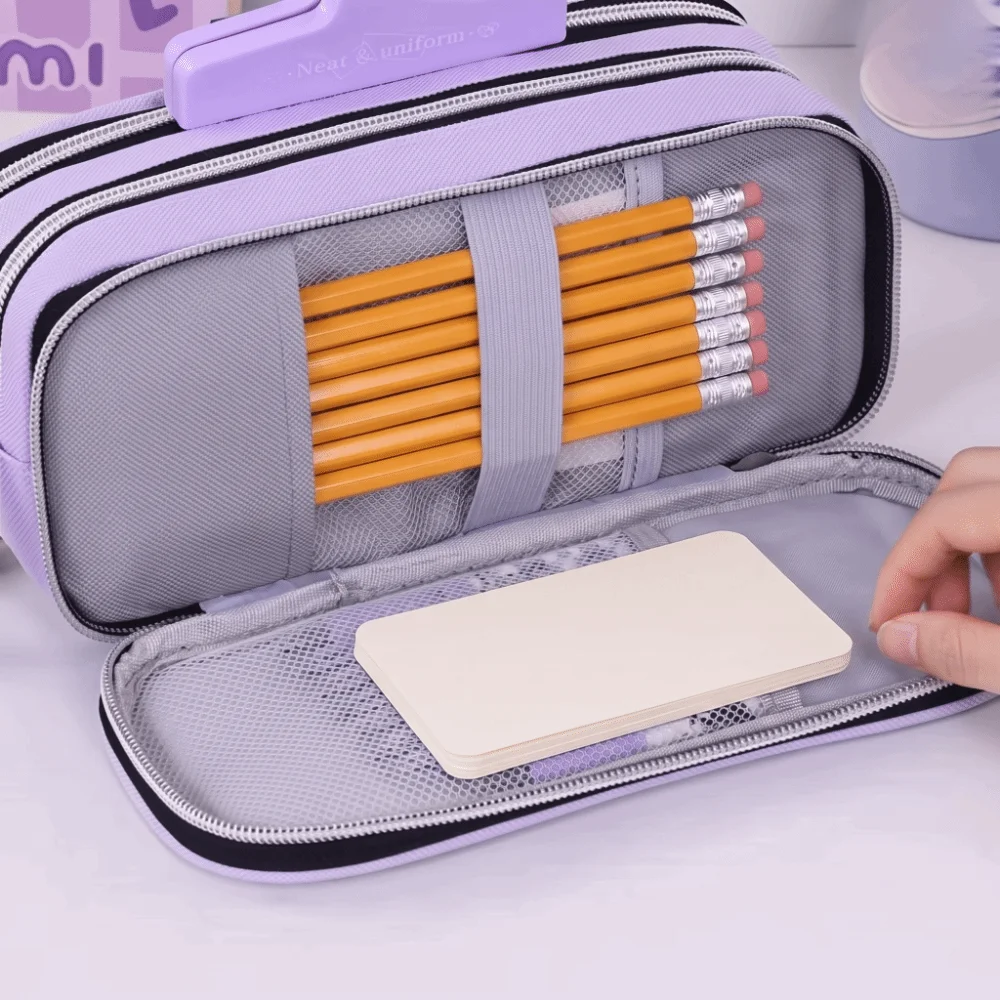 New Large Capacity Pencil Case Multi-Functional High Capacity Stationery Box Three-Layer With Pen Holder Pencil Bag Student Use