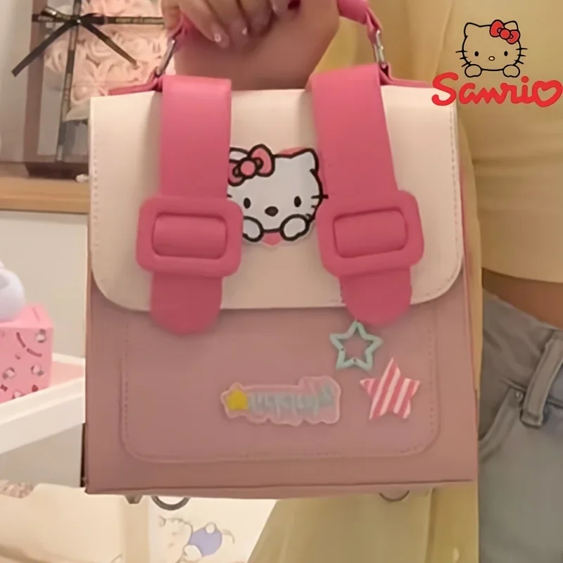 Sanrio Hello Kitt Dopamine Cambridge Bags Pink Fashion Single Shoulder Bag Sweet Cool Girl Crossed Small Square Bag Simplicity