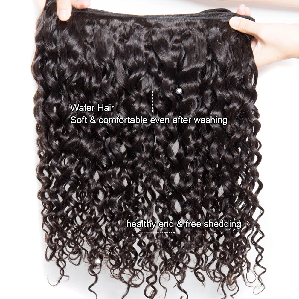 Megeen 12-32Inch 100% Virgin Human Hair Extensions 1/3/4 Hair Bundles Brazilian Hair Water Wave Double Weft Weave Hair For Women